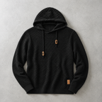 Bormio Basket-Weave Pullover Hoodie — BLACK