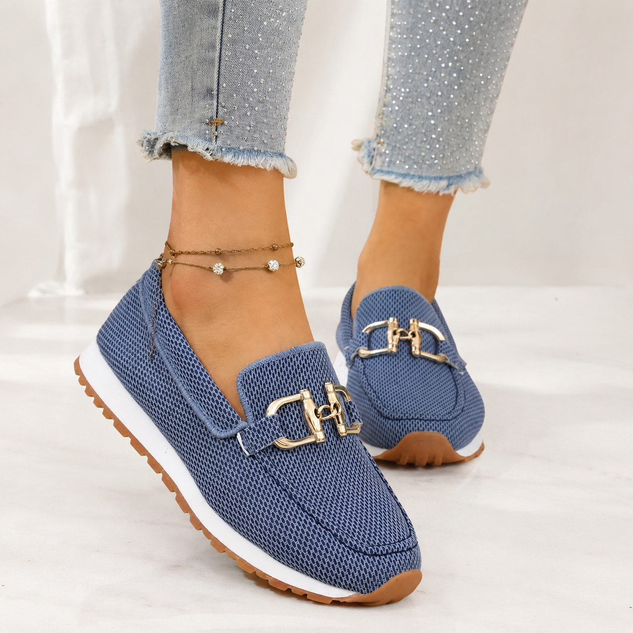 Verona Knit Horsebit Platform Loafer — ON-FOOT