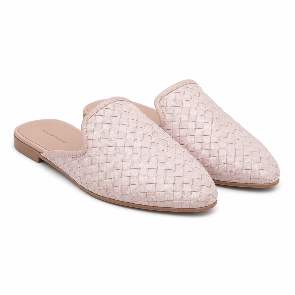 Taormina Woven Pointed-Toe Slip-On Mule — Light pink