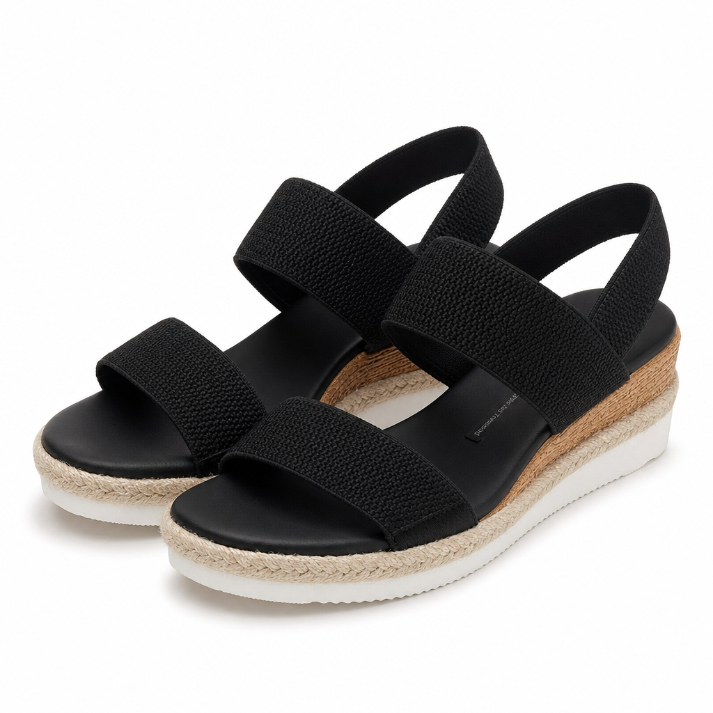 Amalfi Espadrille Wedge Slingback Sandal — Black
