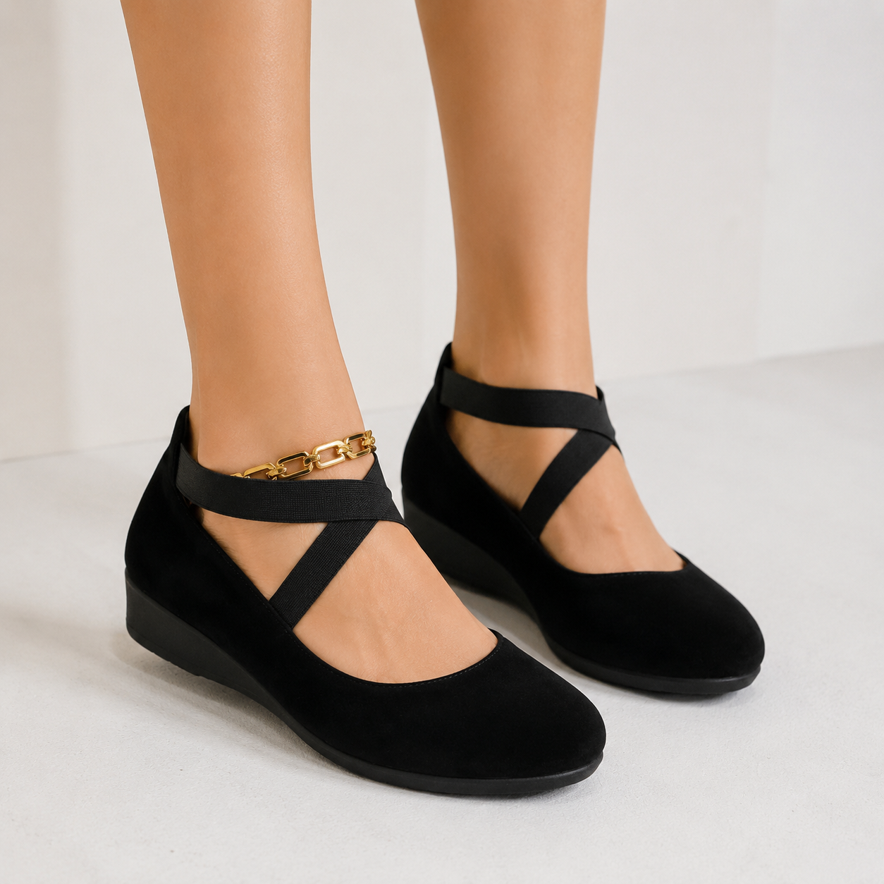 Lucca Cross-Strap Comfort Wedge Mary-Jane — ON-FOOT