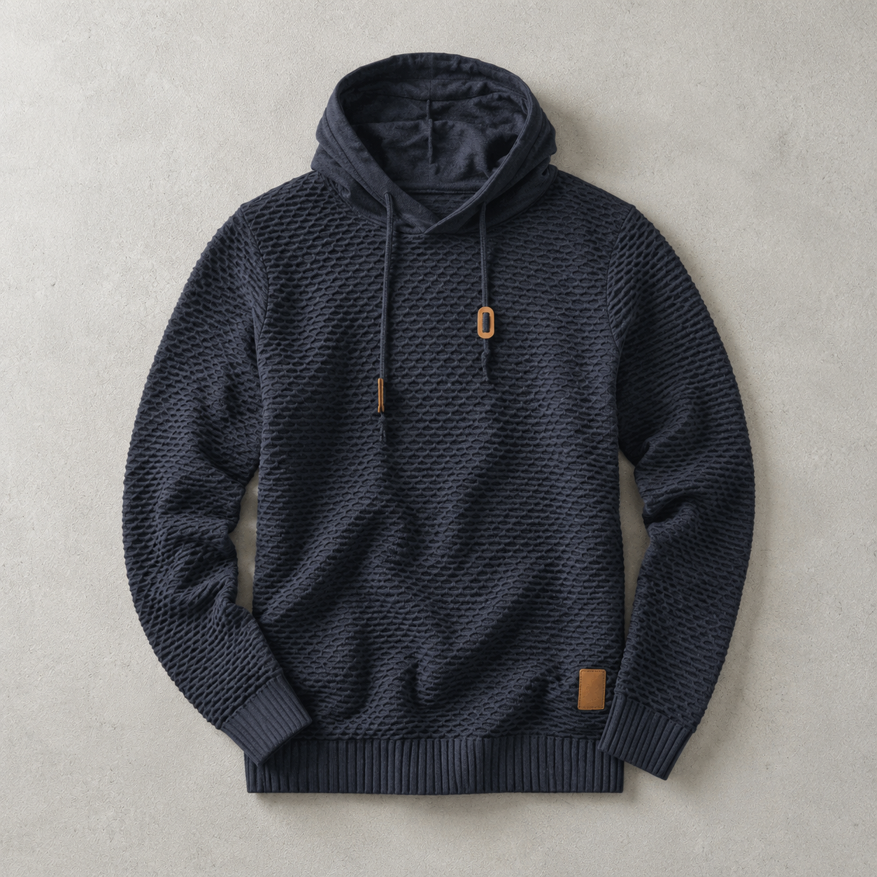 Bormio Basket-Weave Pullover Hoodie — DARK GRAY