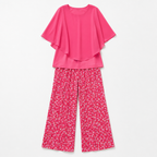 Procida Chiffon Overlay Two-Piece Trouser Set — Fuchsia Ditsy