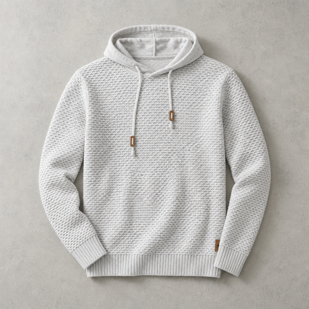 Bormio Basket-Weave Pullover Hoodie — WHITE