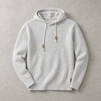 Bormio Basket-Weave Pullover Hoodie — WHITE