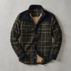 Brunico Check-Flannel Sherpa-Lined Field Overshirt — Light Army Green