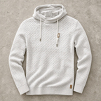 Cortina Waffle-Knit Cowl-Neck Pullover Hoodie — White