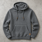 Cortina Waffle-Knit Cowl-Neck Pullover Hoodie — Dark Grey