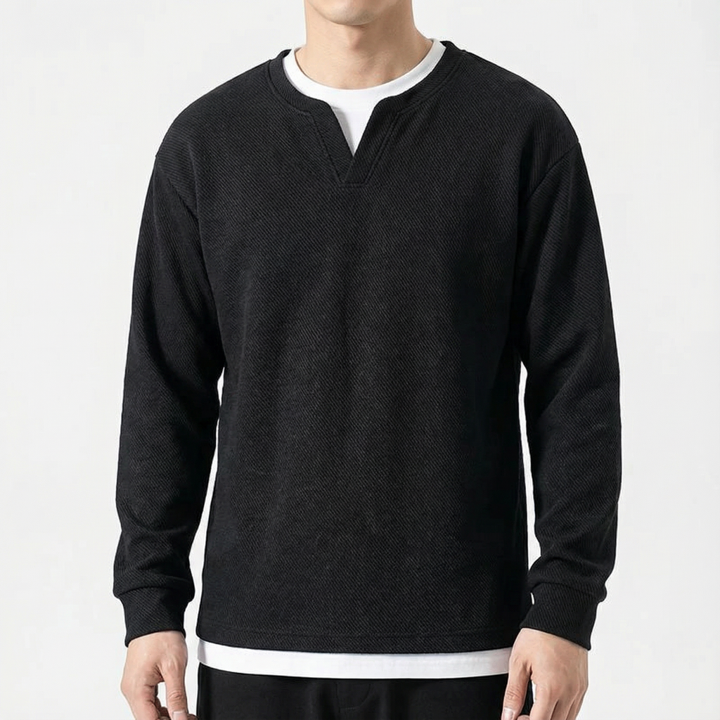 Malaga Cotton Split-Neck Jumper