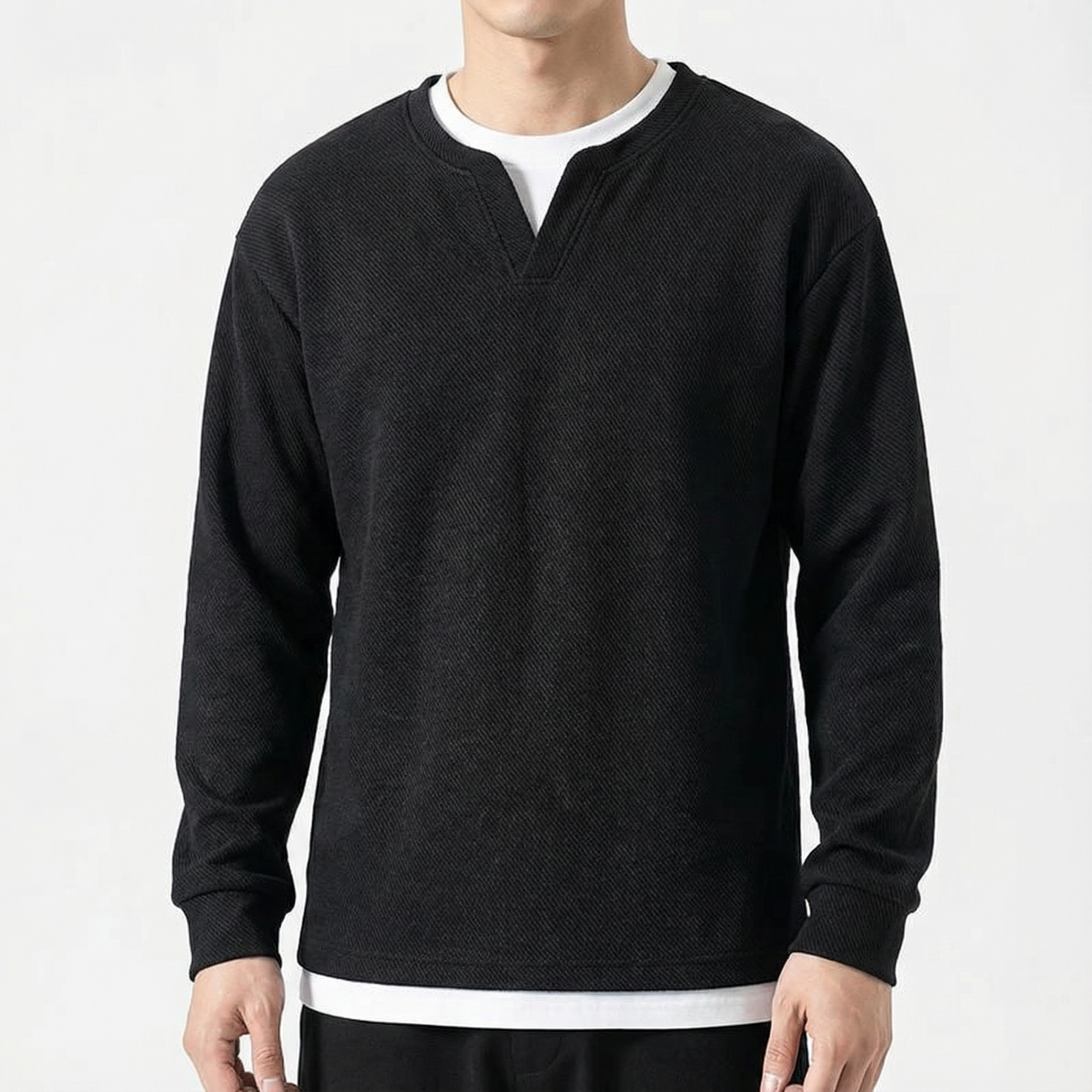 Malaga Cotton Split-Neck Jumper