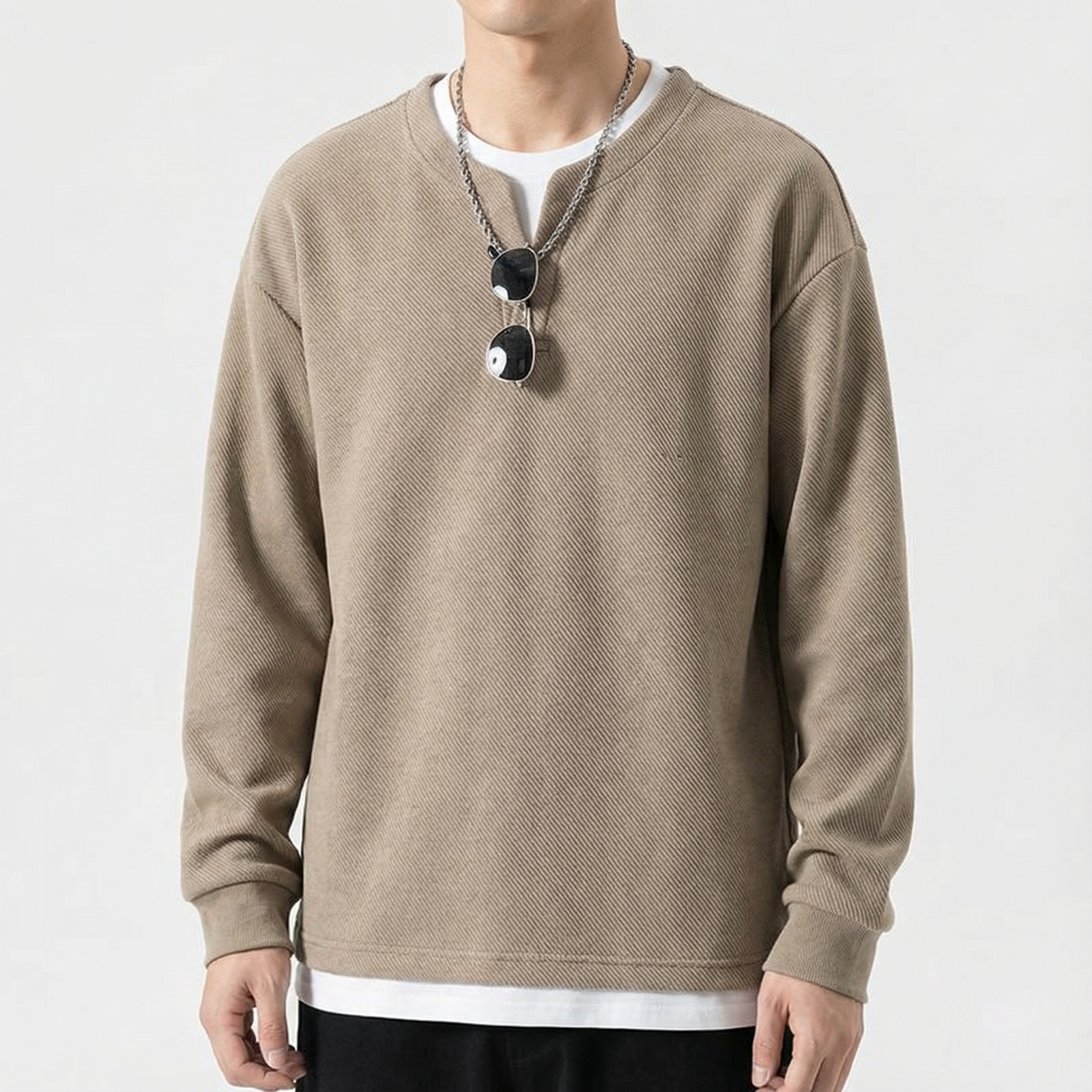 Malaga Cotton Split-Neck Jumper