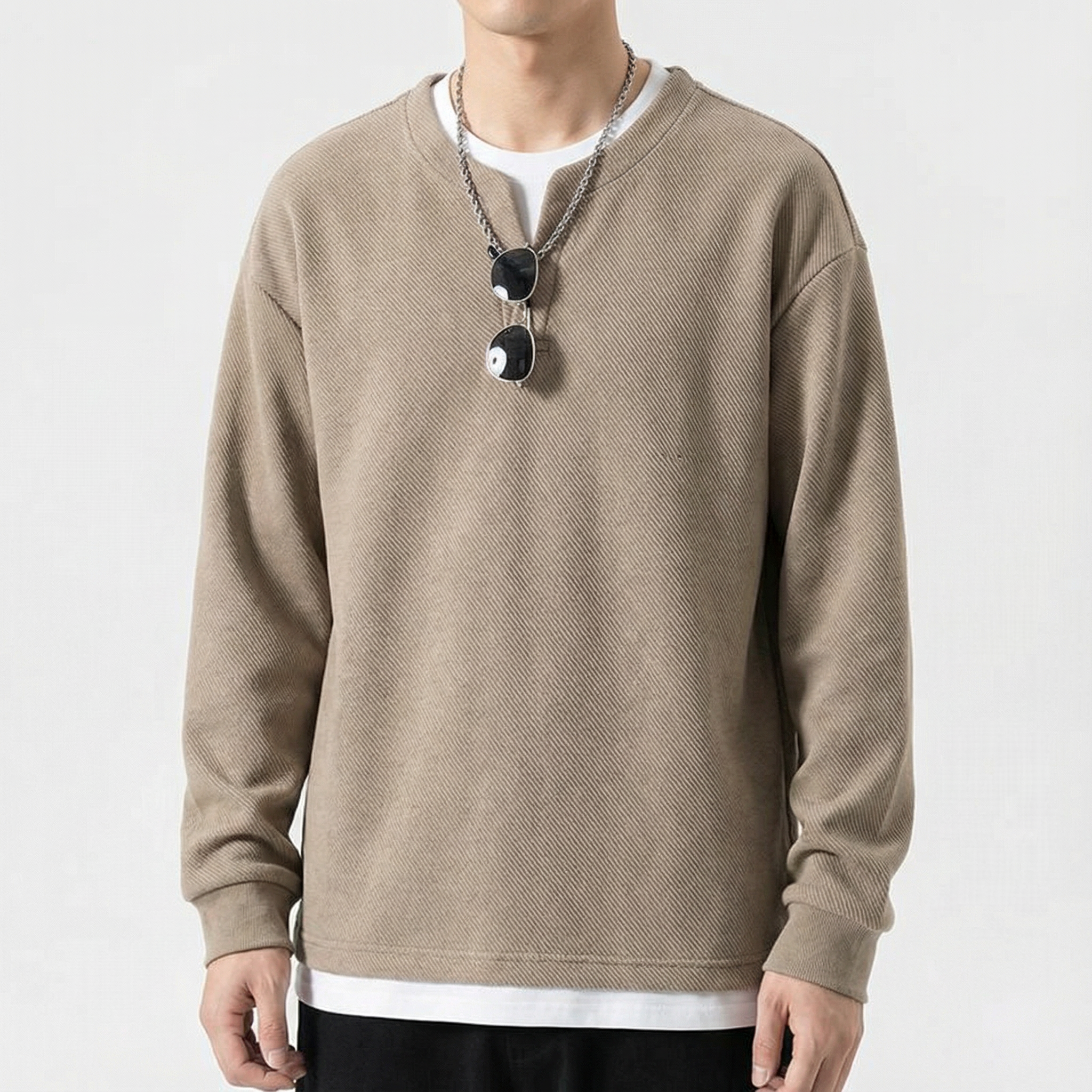 Malaga Cotton Split-Neck Jumper