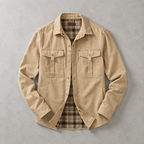 Davos Flannel-Lined Overshirt Shacket — KHAKI