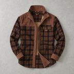 Brunico Check-Flannel Sherpa-Lined Field Overshirt — Red Wine