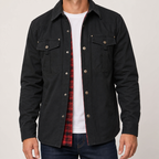 Davos Flannel-Lined Overshirt Shacket — MODEL