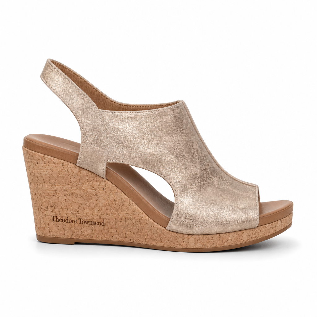 Ravello Peep-Toe Cork Wedge Slingback — SOLE