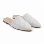 Taormina Woven Pointed-Toe Slip-On Mule — White