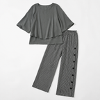 Procida Chiffon Overlay Two-Piece Trouser Set — Mono Stripe
