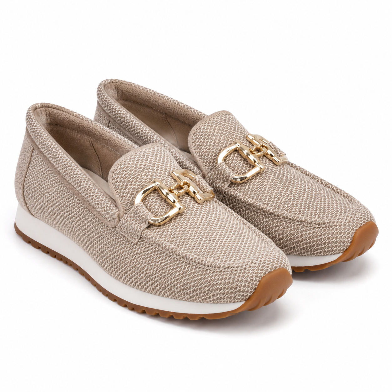 Verona Knit Horsebit Platform Loafer — Beige