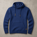 Cortina Waffle-Knit Cowl-Neck Pullover Hoodie — Blue