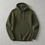 Bormio Basket-Weave Pullover Hoodie — ARMY GREEN