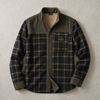 Brunico Check-Flannel Sherpa-Lined Field Overshirt — Army Green