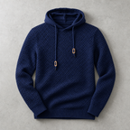 Bormio Basket-Weave Pullover Hoodie — BLUE