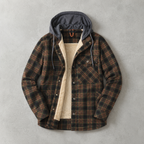 Aosta Plaid Sherpa Hooded Shirt-Jacket — GREEN