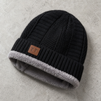 Zermatt Ribbed Fleece-Cuff Beanie — Black