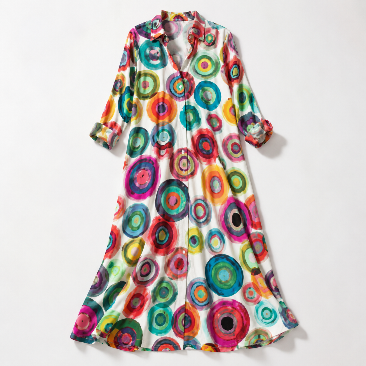 Sardinia Leaf-Print Button-Front Boho Maxi Dress — Multicolored 2