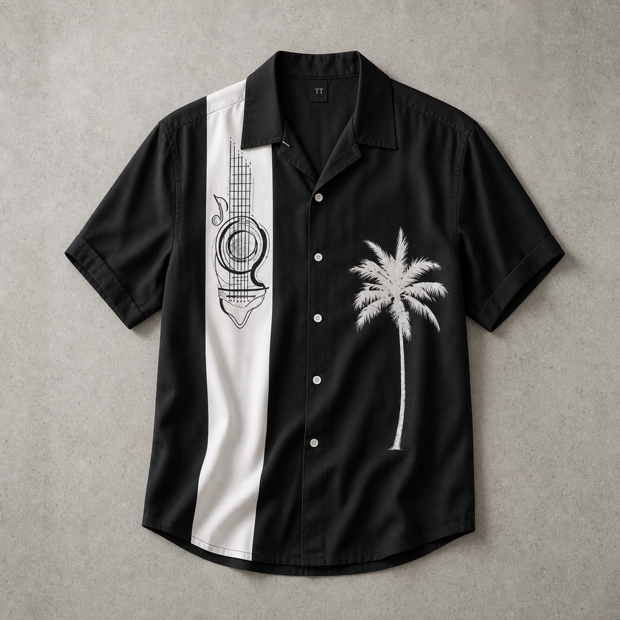 Melk Retro Guitar Print Bowling Shirt