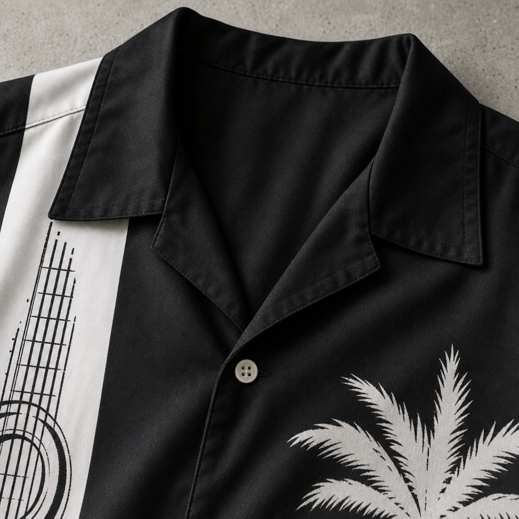 Melk Retro Guitar Print Bowling Shirt