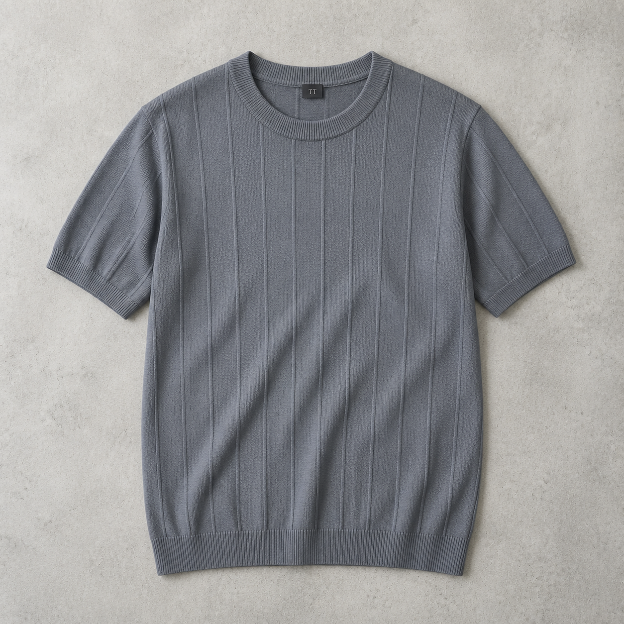 Dinant Wide Rib Knit Short Sleeve Tee