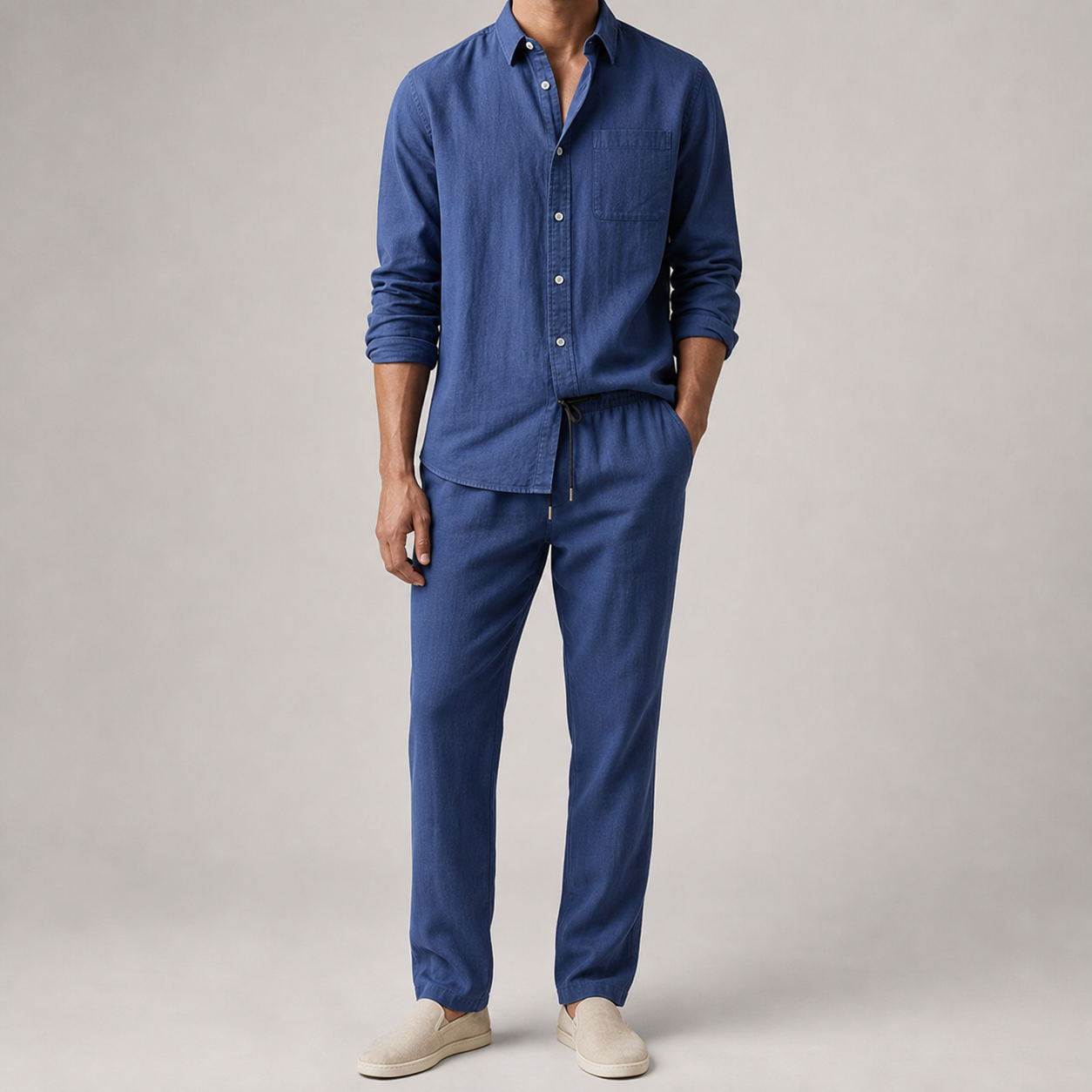 Ferrara Linen Blend Two Piece Shirt and Trouser Set