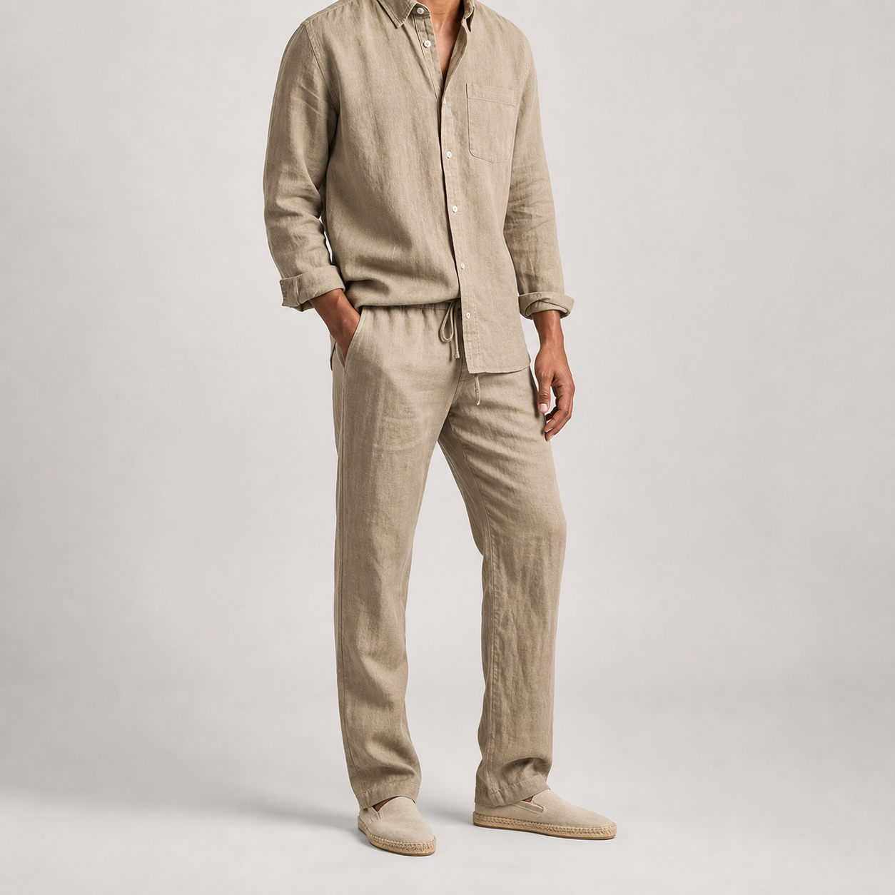 Ferrara Linen Blend Two Piece Shirt and Trouser Set