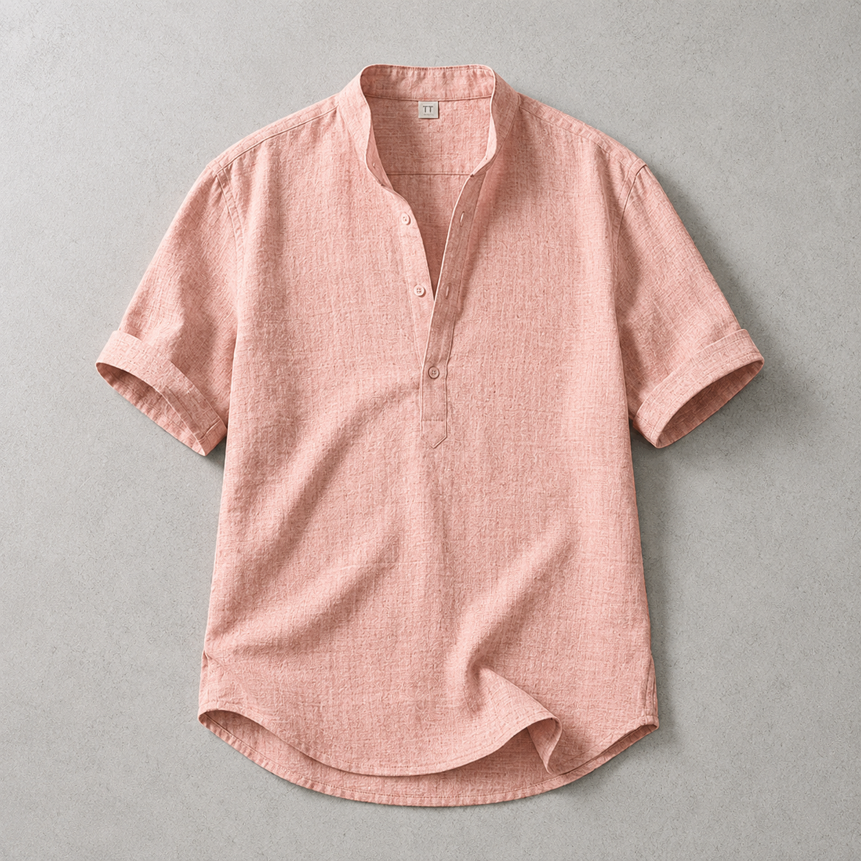 Matera Short Sleeve Band Collar Popover Shirt