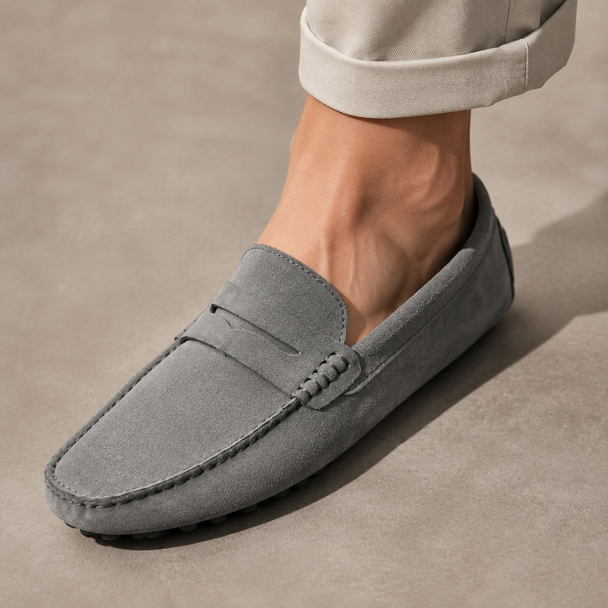 Hyeres Suede Penny Strap Driving Loafer