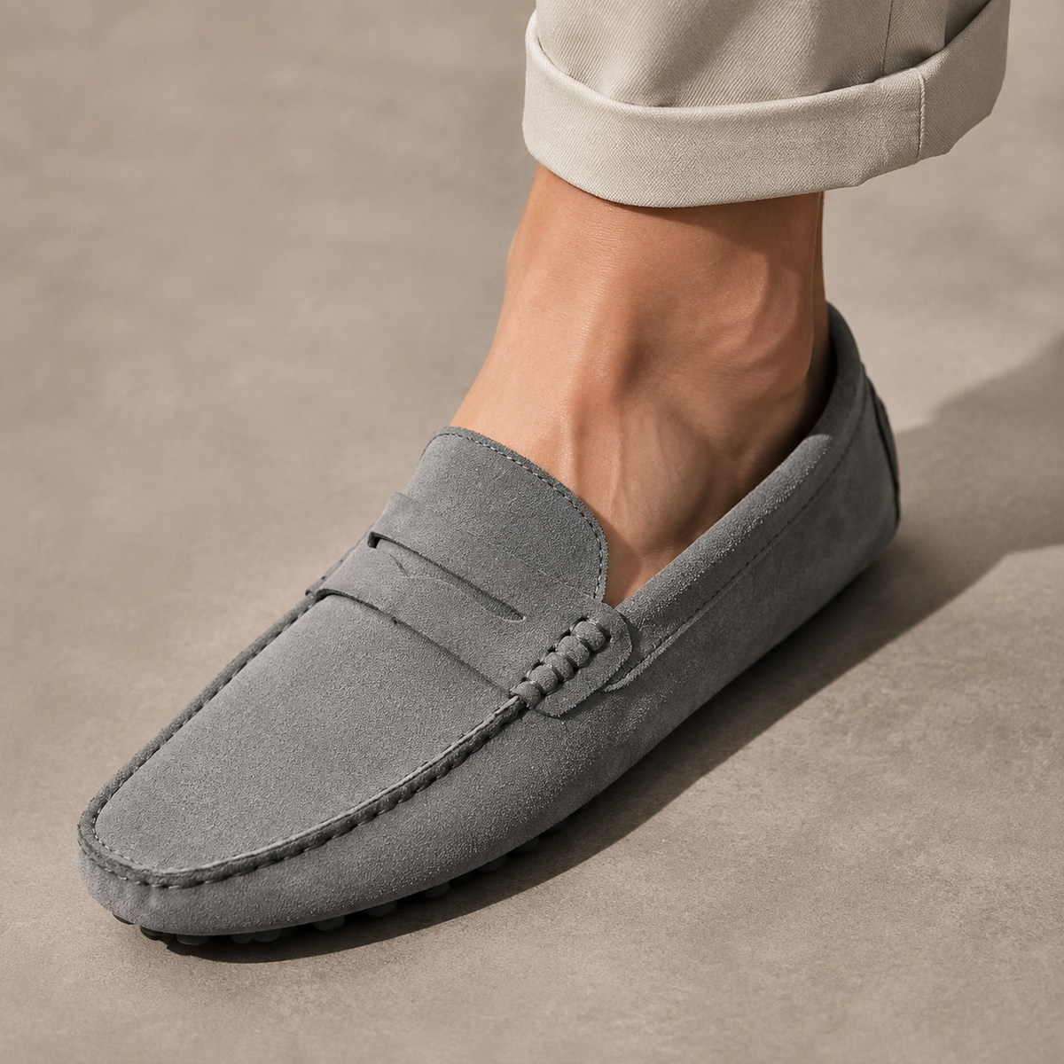 Hyeres Suede Penny Strap Driving Loafer