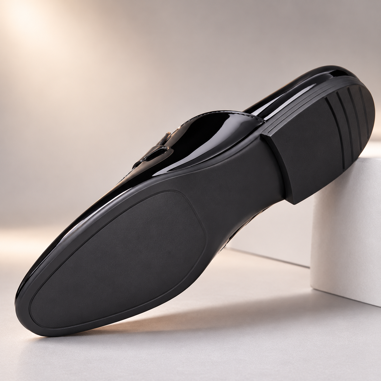 Valbonne Glossy Leather Backless Mule Loafer