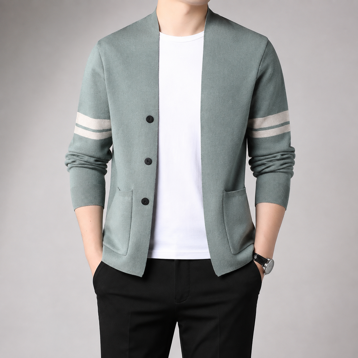 Biarritz Stripe Sleeve Knit Cardigan