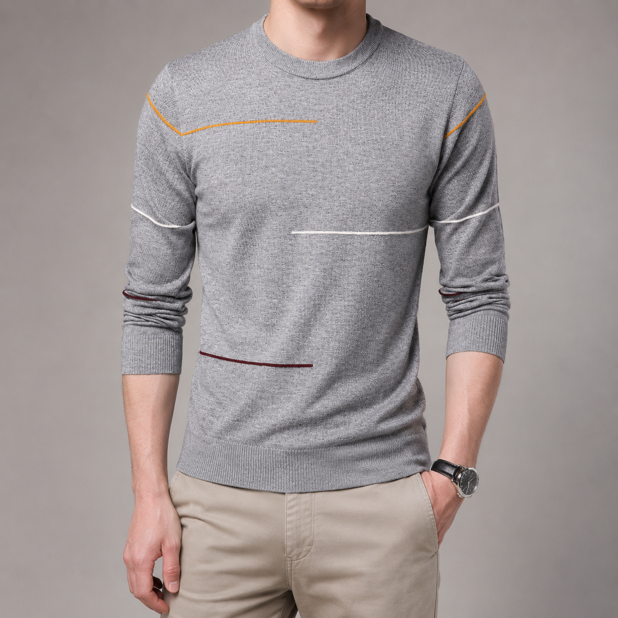Reims Contrast Stripe Crew Neck Sweater