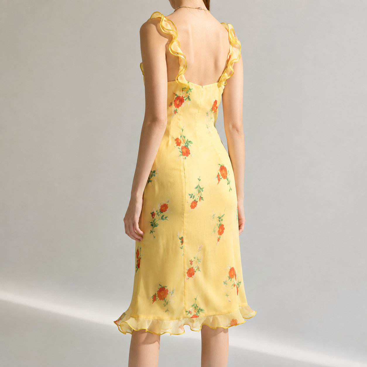 Locarno Ruffle Trim Floral Slip Dress