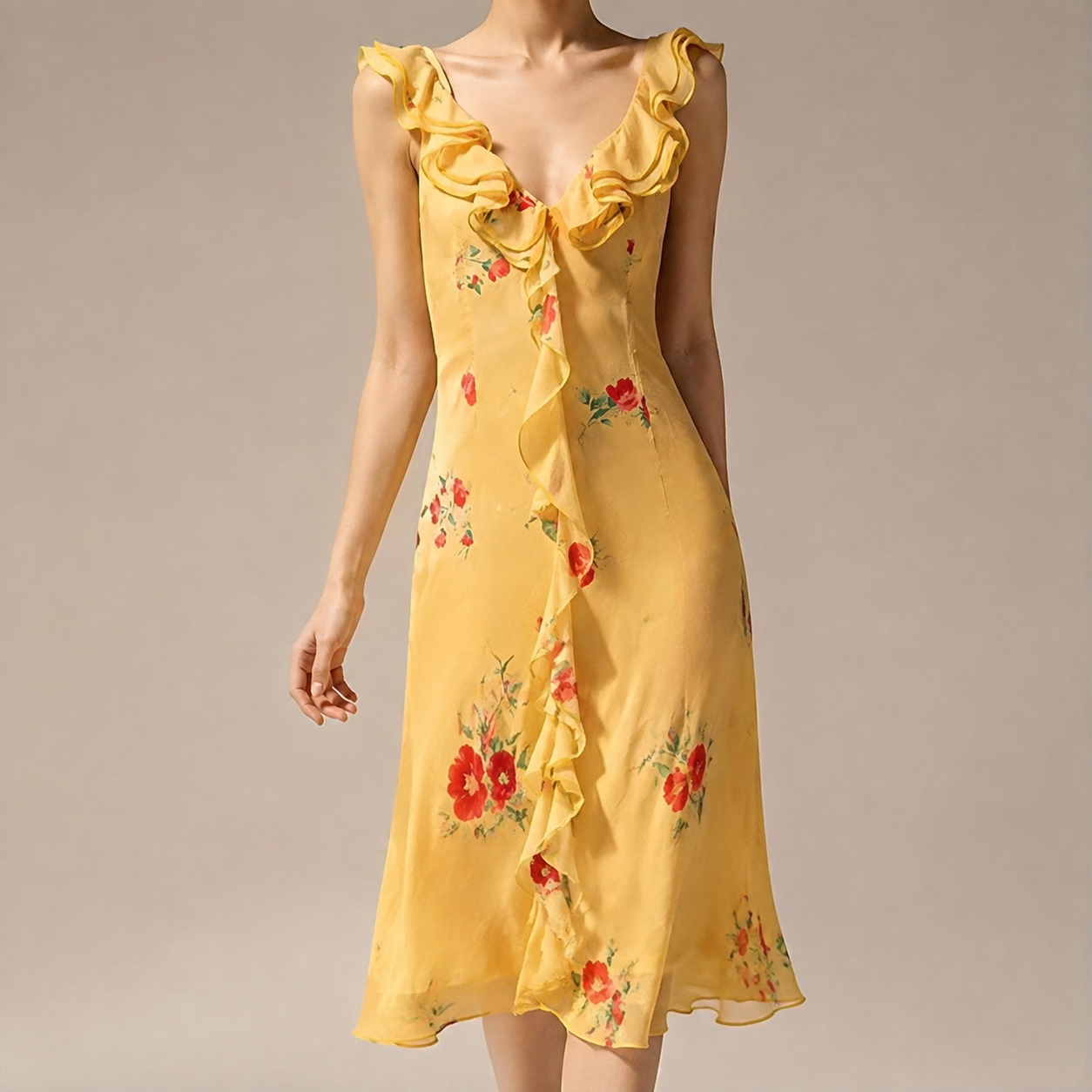 Locarno Ruffle Trim Floral Slip Dress