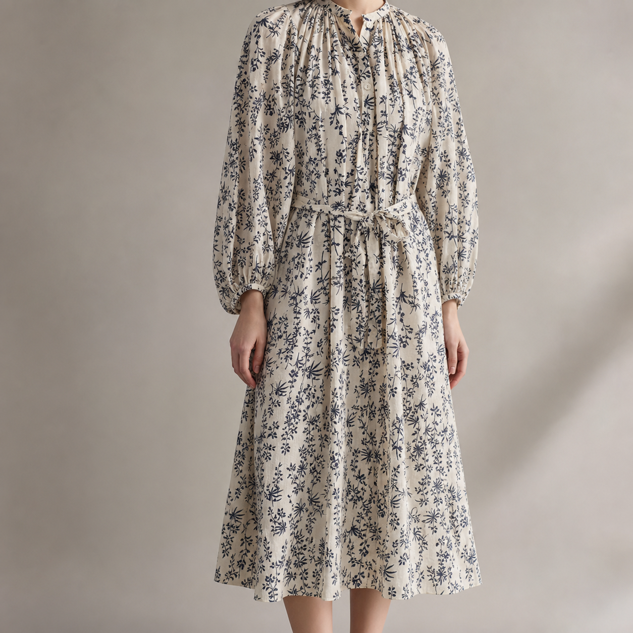 Lugano Balloon Sleeve Floral Swing Dress
