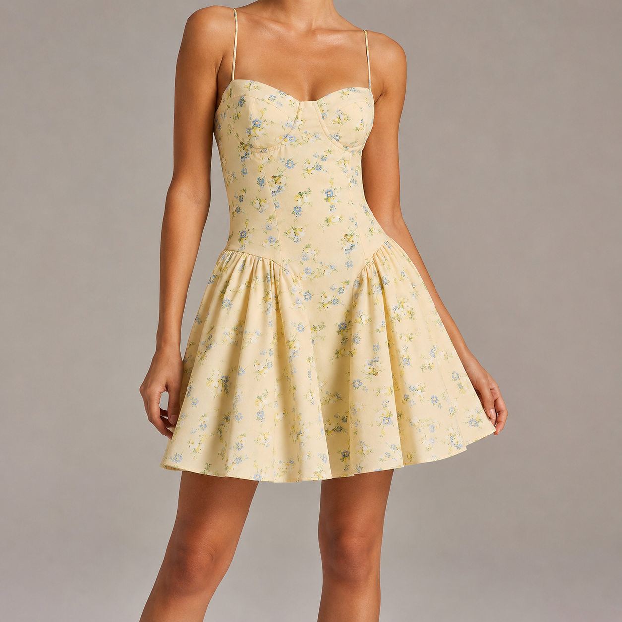 Varenna Corset Bodice Floral Mini Dress
