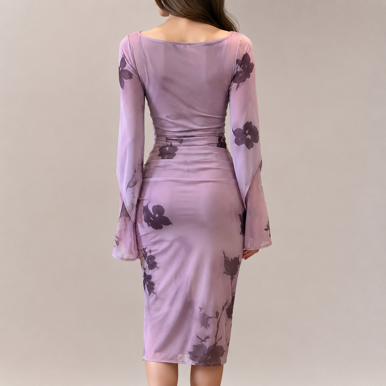 Stresa Ink Floral Cowl Neck Midi Dress