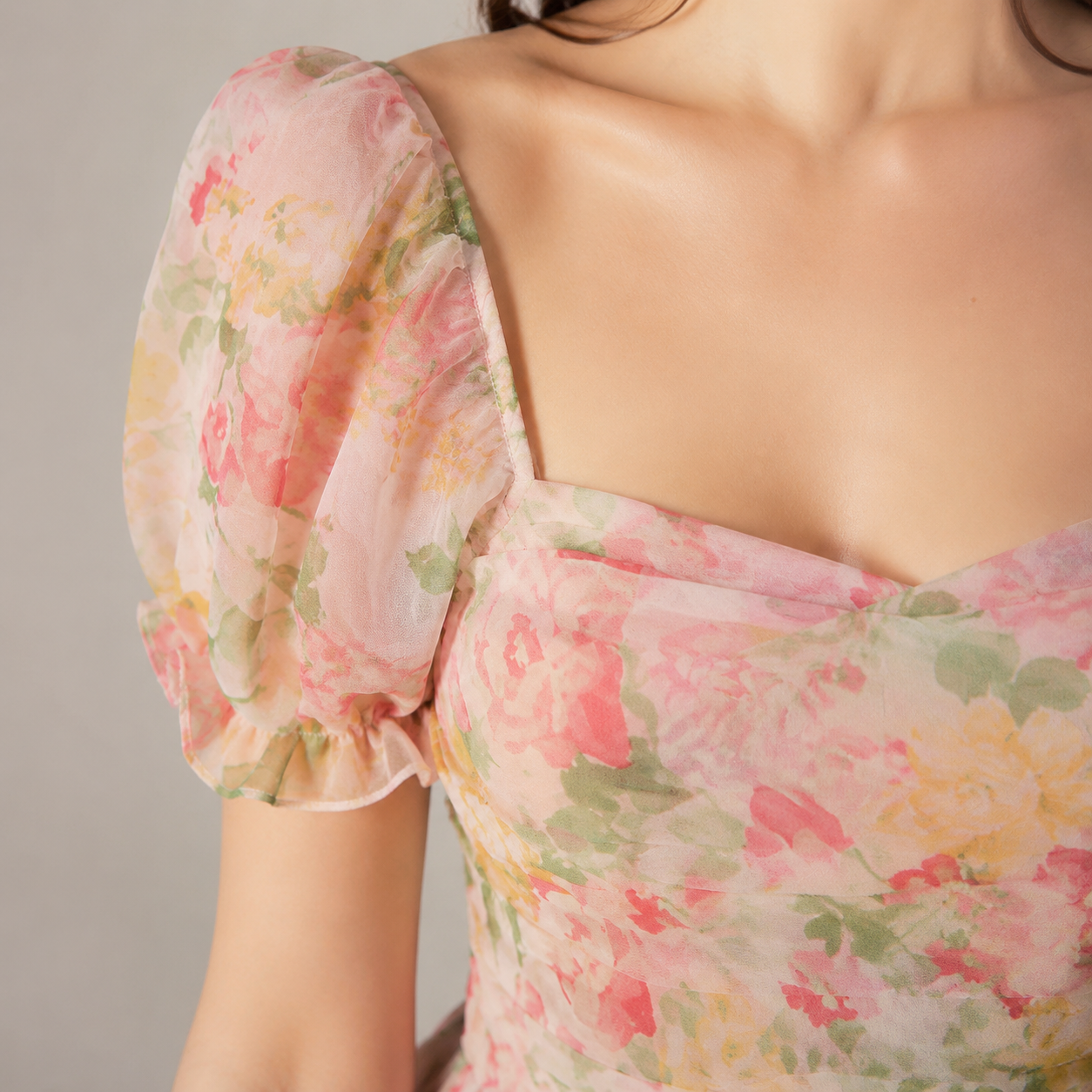 Brunico Watercolor Puff Sleeve Mini Dress