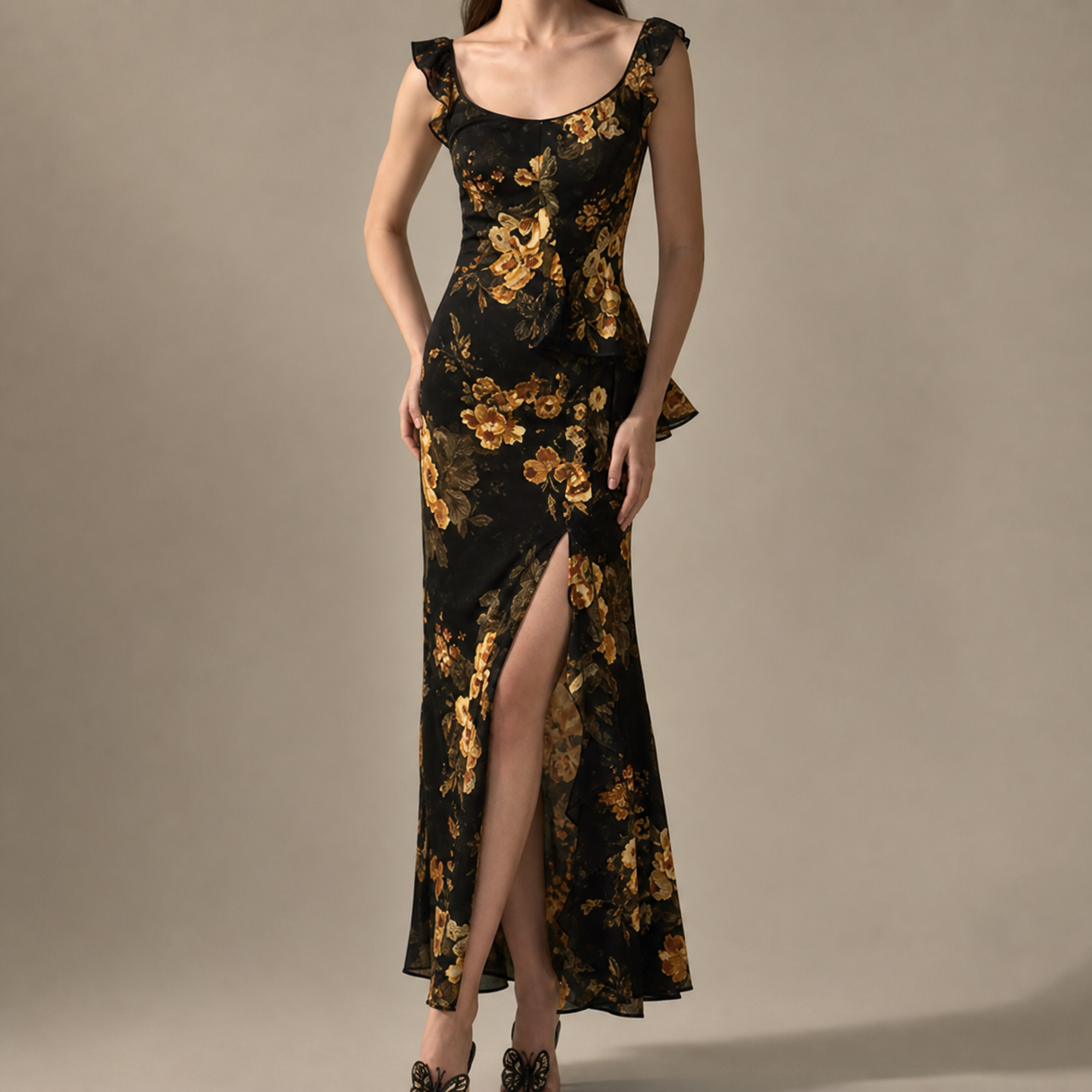 Marlow Floral Side Slit Maxi Dress