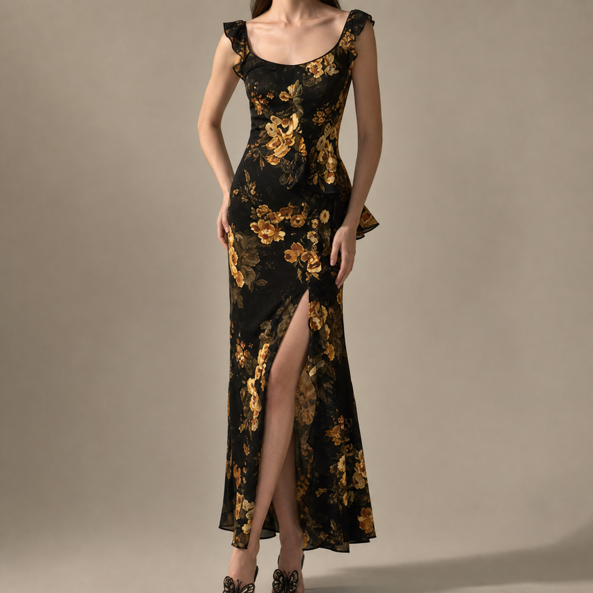 Marlow Floral Side Slit Maxi Dress