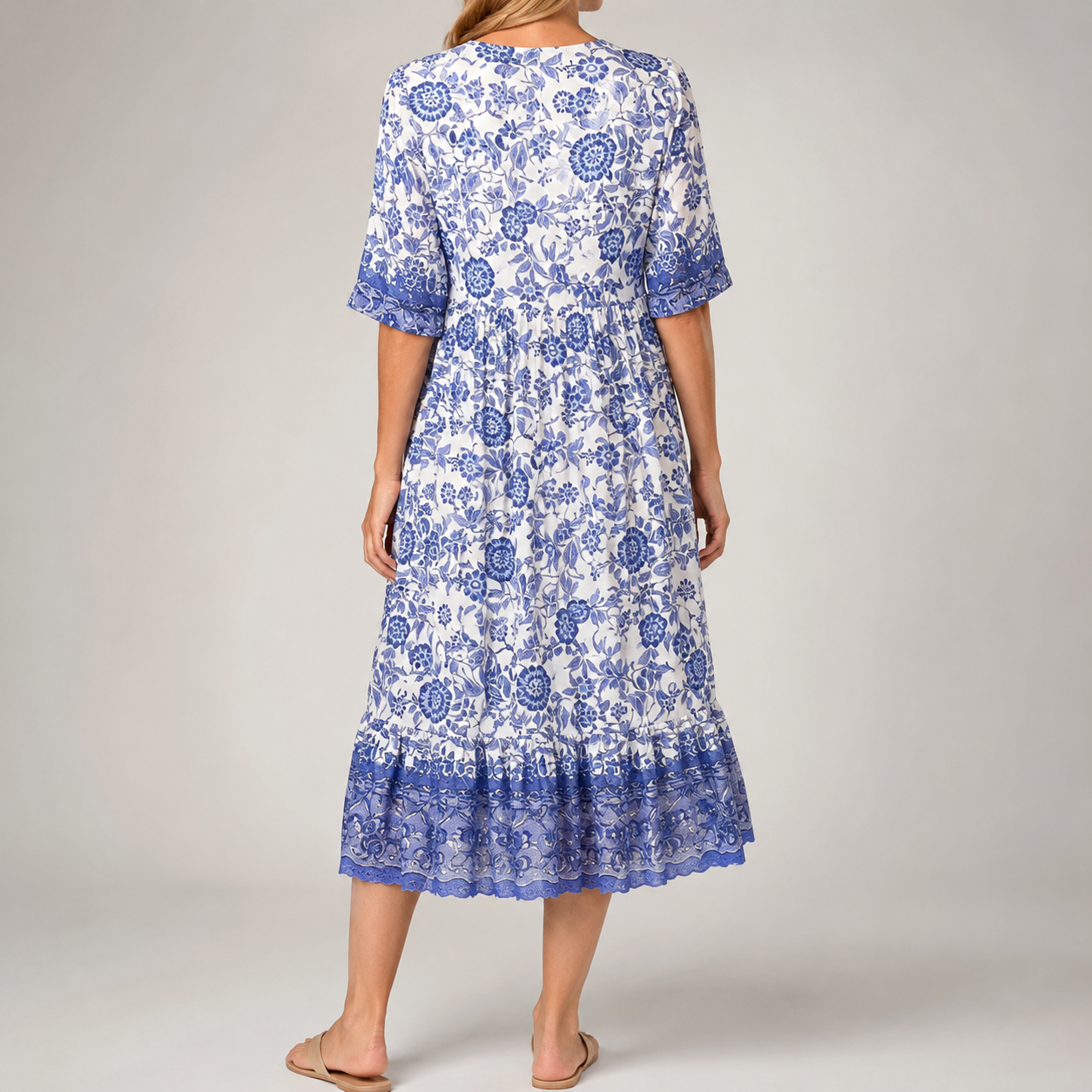 Richmond Floral V Neck Tiered Midi Dress